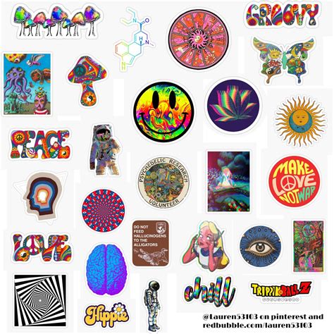 Printable Hippie Stickers
